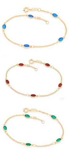 Kit Pulseiras Rommanel, Azul, Verde E Vermelho