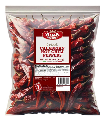 Pimientos Picantes Calabreses Secos Importados 400g