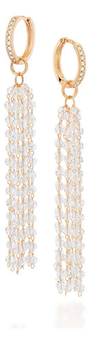 Brinco Cascata Folheado Ouro Com Cristais Rommanel 527223