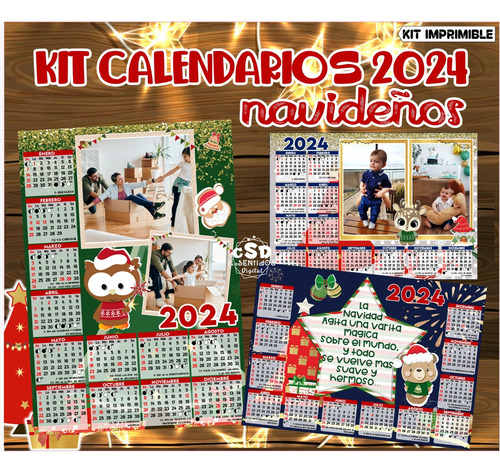 Kit Calendarios Navideños 2024  Imprimibles 