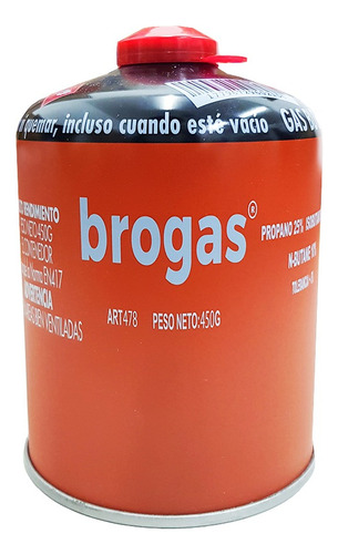 Cartucho Gas Butano Brogas 450 Grs Válvula A Rosca 