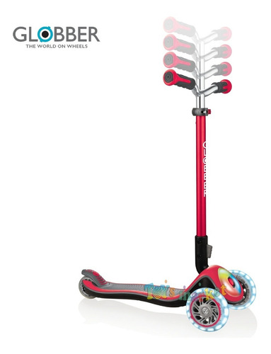 Imagen 3 de 9 de Globber Elite Lights Plegable Con Luces 4 Alturas Monopatin