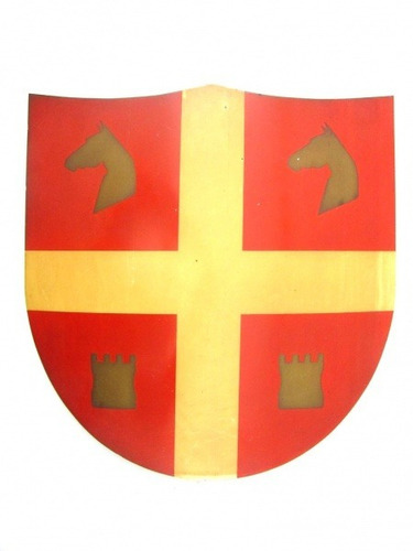 Placa Em Ferro Recortada À Representar Escudo Medieval