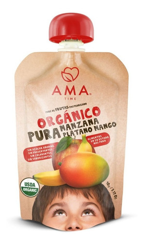 Ama Mix Pure De Fruta Orgánico Papilla Colado 15x90grs
