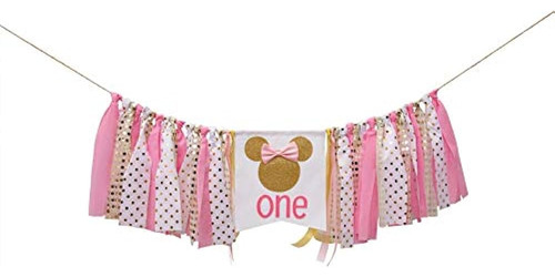 Banner De Cumpleaños De Minnie Mouse Rosa Y Dorado, Estandar