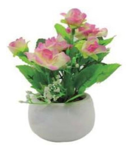 1 Vaso Ceramica Com Flor Artificial Decorativo Com Arranjo