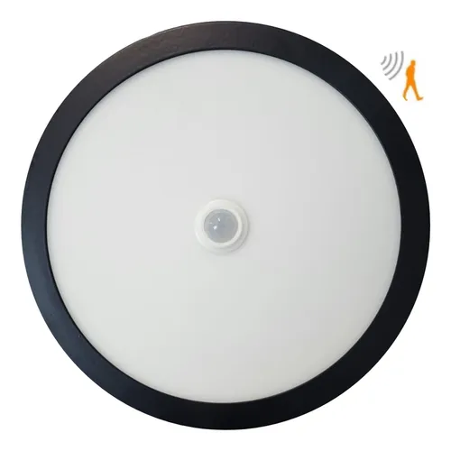 Pack 3 Panel Redondo Led Eco Sobrepuesto Negro Sensor 12w