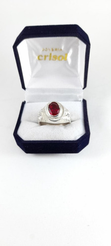 Anillo Sello Plata925 C/rubí Oval Para Hombre O Mujer ( S27)