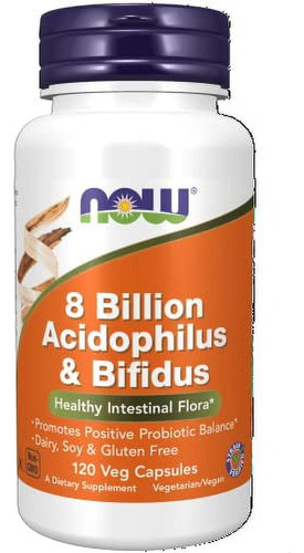 8 Billion Acidophilus & Bifidus 120 Cápsulas Vegetales Now