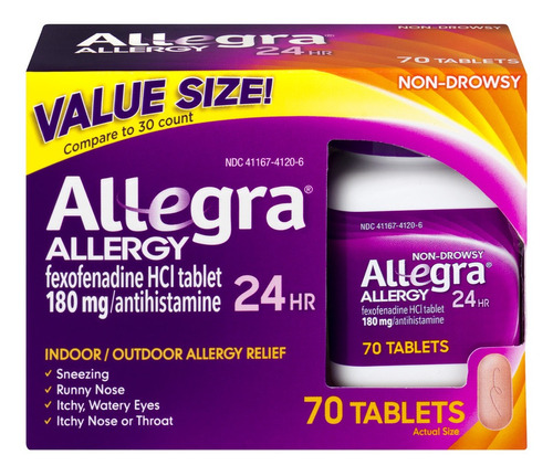 Alivio Para La Alergia Allegra Allergy X70 Cápsulas De