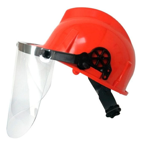 Casco Premium Naranja Con Proteccion Facial Pantalla