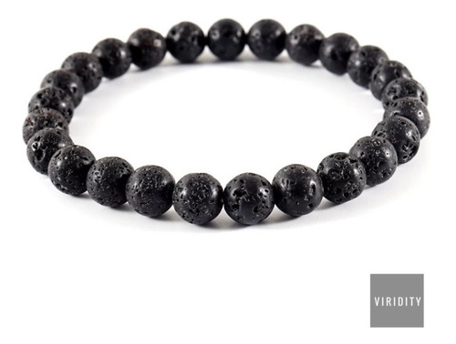 Pulsera De Piedra Natural Volcánica Negra O Blanca