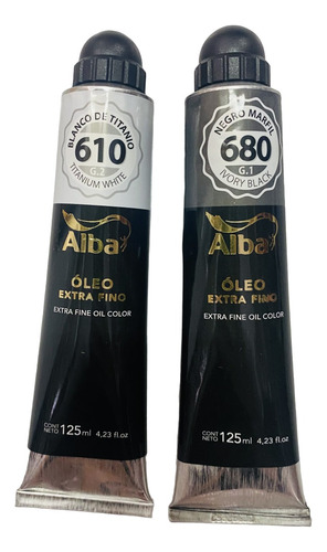 Oleo Alba 125 Ml X 2 U. Blanco De Titanio Y Negro