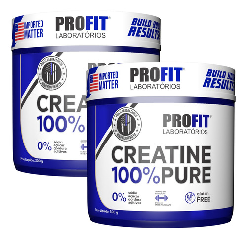 2x Creatina Em Pó Pura 300g - Total 600g - Profit Labs