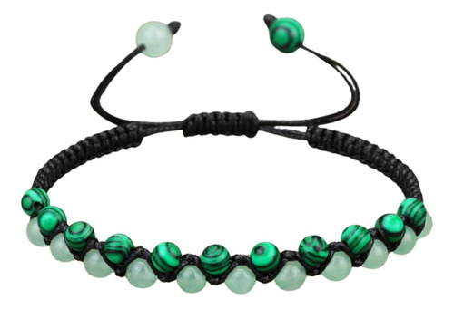 Pulsera Piedra Malaquita 4mm Hombre Dama Ajustable 