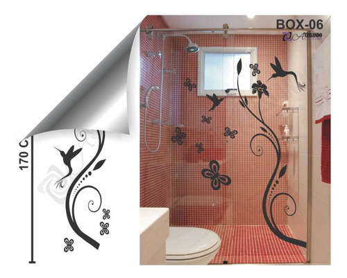 Adesivo Decorativo Para Box Banheiro Beija Flor Moderno