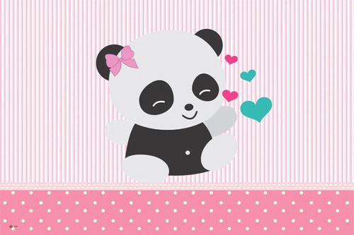 Painel Lona Panda Rosa Cute Menina Festa Aniversário