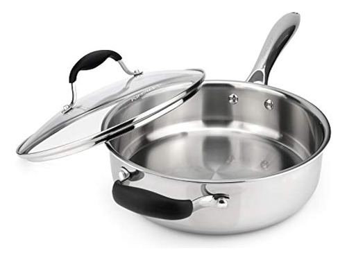 Avacraft 18/10 Tri-ply Steel Saute Pan With Tapa, Stay Cool 