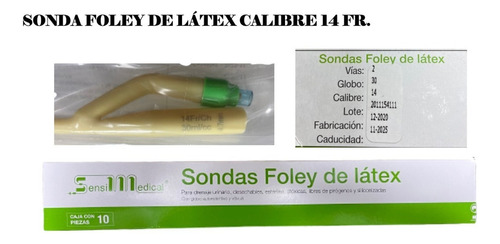 Sonda Foley De Látex 2 Vías Globo 30 Cal. 14 Fr Sensimedical