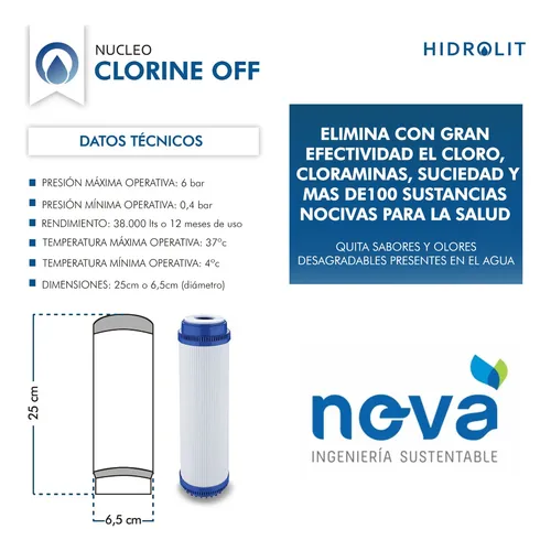 Filtro De Agua Carbon Activado Elimina Cloro Sabores Olores