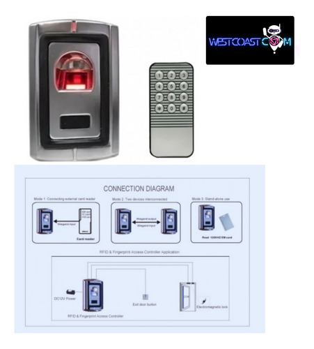 Control De Acceso Exterior Con Huella Tarjeta Y Abre Puerta Plateado