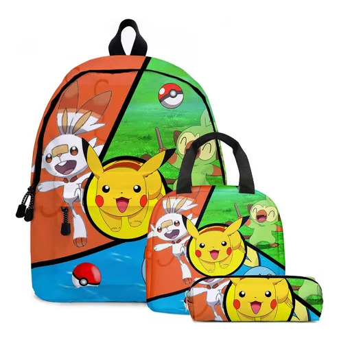 Mochila Pokémon Pikachu, Mochila Escolar, Lonchera, Con Form
