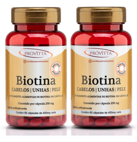 Kit 2 Biotina Próvitta 60 Cápsulas 