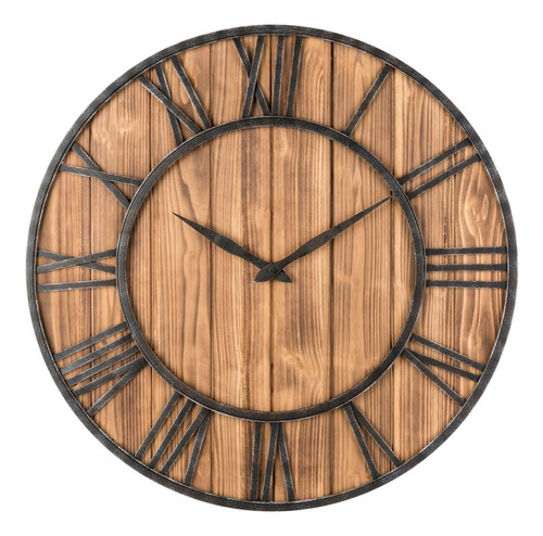 Oldtown Farmhouse Reloj De Pared Silencioso De Metal Y Mader