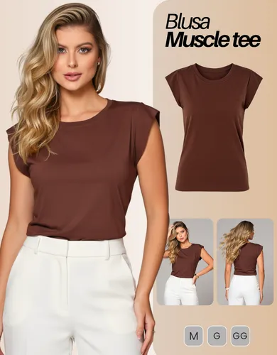 Blusa Feminino Básica Muscle Tee Viscolycra Veste 36 Ao 48