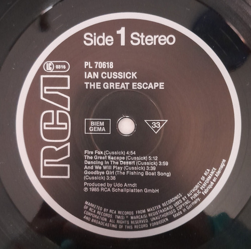Ian Cussick - The Great Escape (lp, Album, Gat) (Usado)