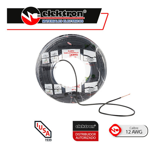 Imagen 2 de 5 de Bolsa 20 Mts Cable Iusa Negro Thw Cal 10 Awg 100%cobre