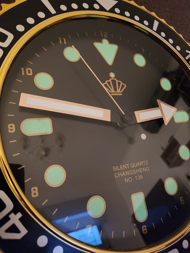 Relojes De Pared Moderno Estilo Rx, Diseño Sub Negro Dorado