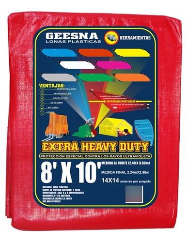 Lona Geesna Extra Heavy Duty (pesada) 8x10 Ft (2.4 X 3 M)