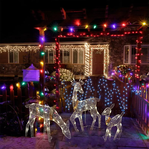 Juego De 3 Piezas De Alces Decorativos Para Jardín Navideñoy