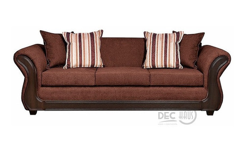 Sofa Palermo 3 Cuerpos Tela  Chocolate 238x90x86 Cms/dechaus