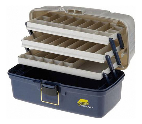 Caja Pesca Organizadora 3 Bandejas Color Hueso/marino Plano