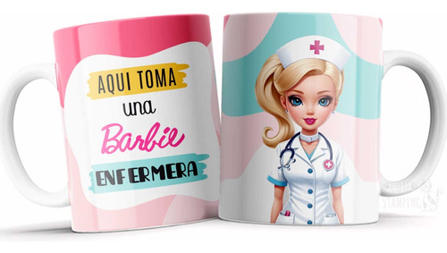 Taza Personalizada Aquí Toma Barbie Enfermera Ideal Regalo