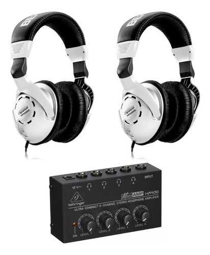 Behringer Amplificador Ha400 + 2 Auriculares Hps3000 Estudio