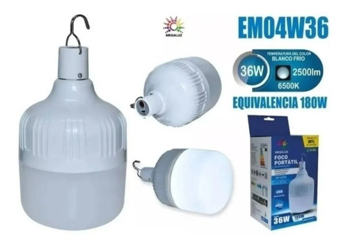 10 Foco De Emergencia Recargable Led 36w Usb 8-6h Portatil