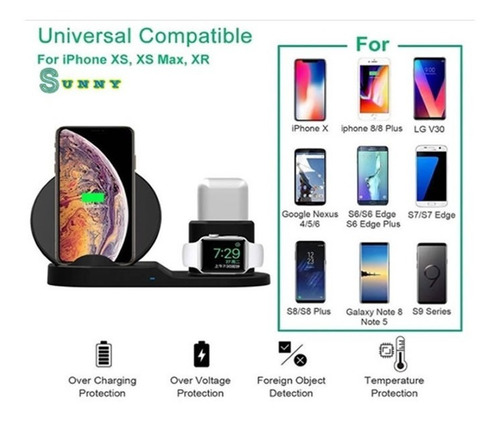 Imagen 6 de 6 de Cargador Inalámbrico 4 En 1 Para iPhone Samsung Carga Rápida