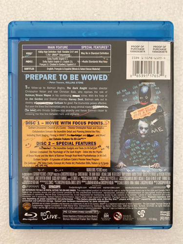Bluray Batman The Dark Knight Heath Ledger Christian Bale (Usado)