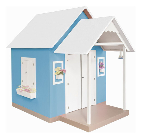 Casinha De Brinquedo Com Telhado Branco/azul - Criança Feliz