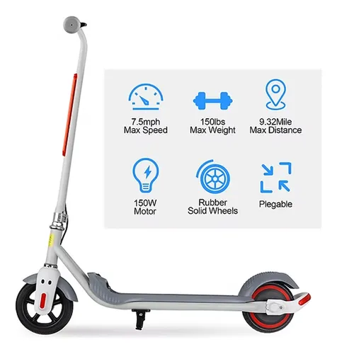 Monopatín Eléctrico Rp500 Hard 6.5 Potencia 150 W Edad Recomendada: 6-12 Años Blanco