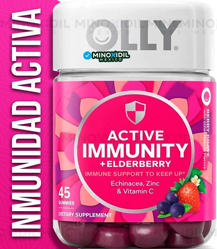 Olly Gummy Active Immunity Elderberry 45 Gummies Sabor Berry