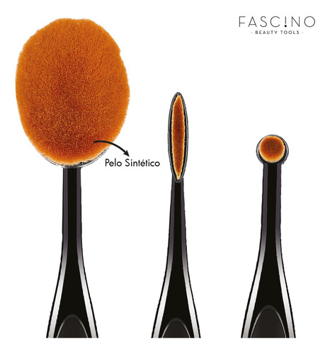Imagen 2 de 7 de Set 3 Brochas De Maquillaje Contouring Crueltyfree Fascino