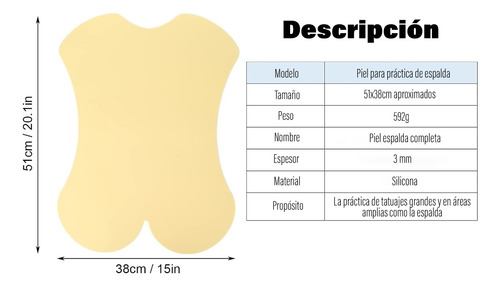 Piel Sintética Para Práctica De Tatuaje Espalda Amarilla