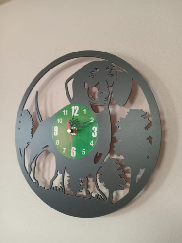 Reloj De Perro Negro Verde Claro
