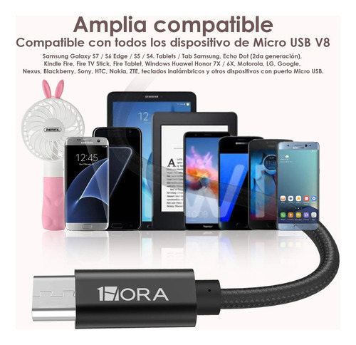 Cable V8 Micro Usb 1hora 2.4a Trenzado Uso Rudo Cab248