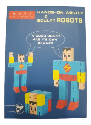 Superhéroe Transformable Cubo Didáctico De Madera Para Niños