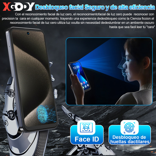 Teléfono Móvil Smartphone Xgody V80j 6+128gb Ram Dual Sim 6.528 Pulgada Hd Android 13 Cell Phone Con Reconocimiento Facial Y Desbloqueo 5000mah Gris
